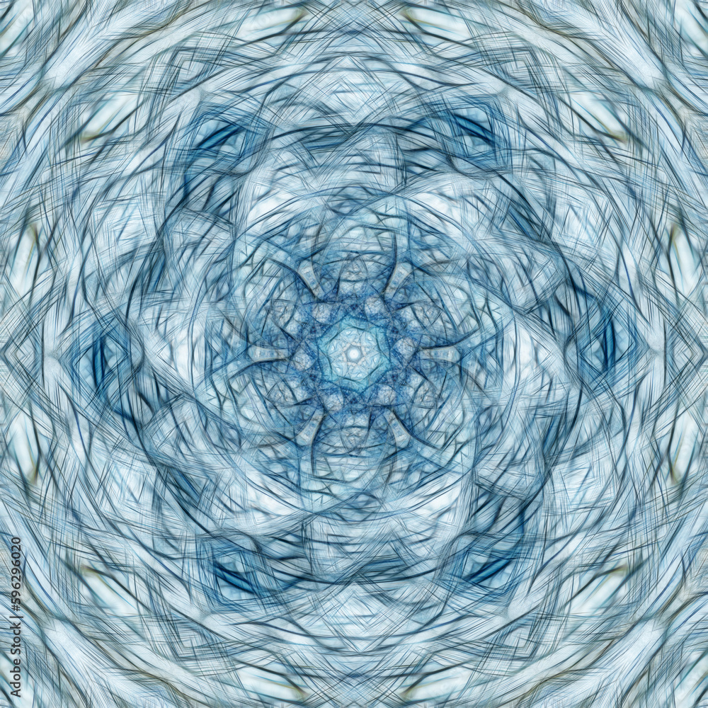 Poster mandela circular kaleidoscopic pattern and design in vivid colours