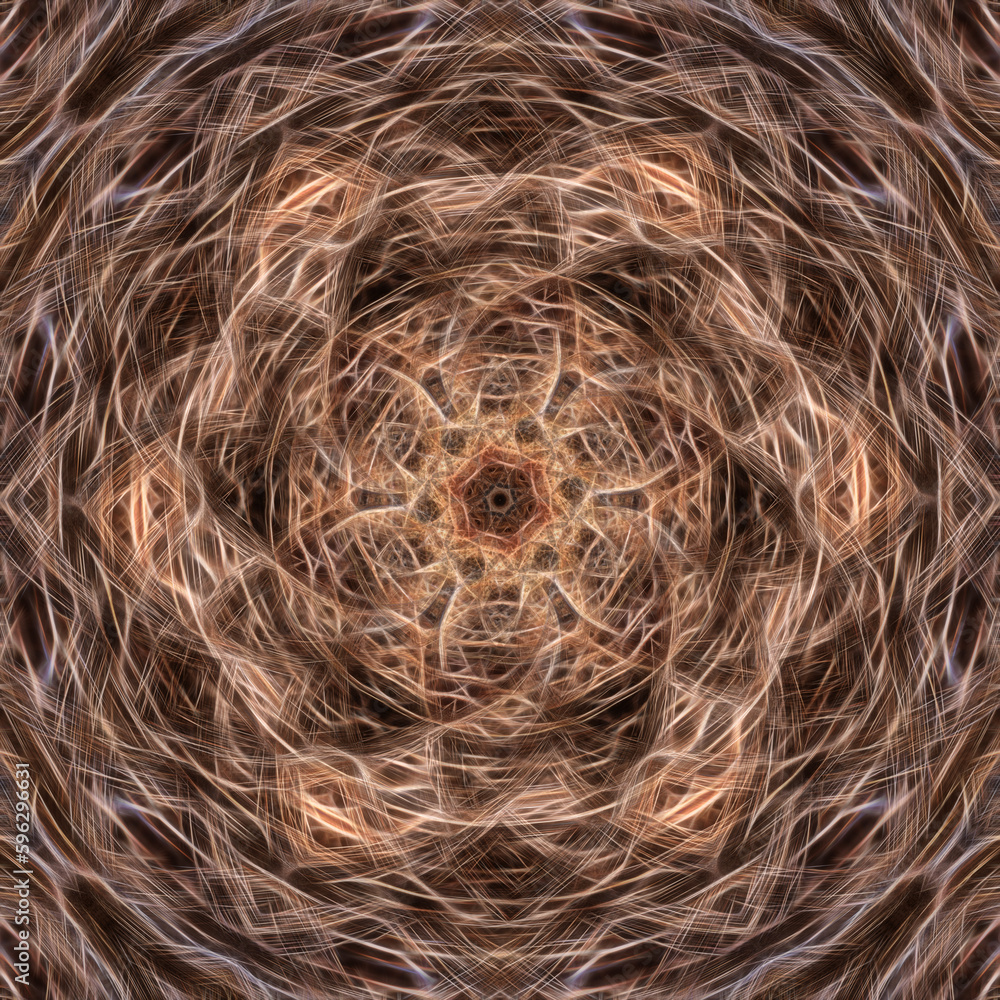 Poster mandela circular kaleidoscopic pattern and design in vivid colours