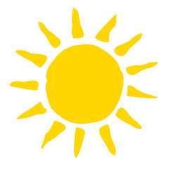 Hand drawn Sun symbol painted with ink brush, png clipart isolated on transparent background