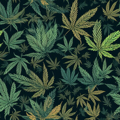 tile background with leaves, marijuana cannabis