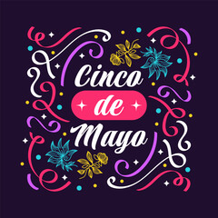 Colorful Cinco de Mayo Lettering. Can be Used for Banner, Poster, and Greeting Card