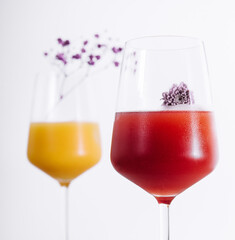 Summer fresh red and yellow cocktail