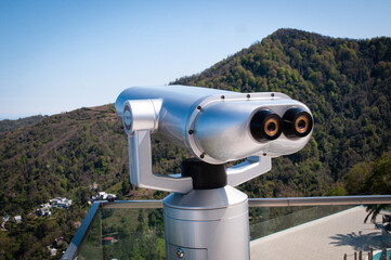 binoculars tourist, touristic telescope of Batumi view, Georgia.