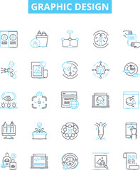 Graphic design vector line icons set. Graphic, Design, Logo, Vector, Typography, Illustration, Art illustration outline concept symbols and signs