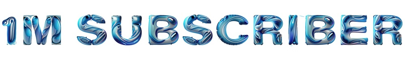 Blue Inflatable Balloons Spelling "1M Subscribers" on White Background,3D Illustration for Social Network friends, followers, Web user Thank you celebrate of subscribers or followers, Subscribers