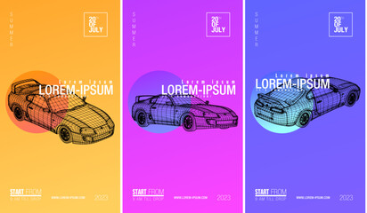 Jdm cars wireframe poster 
