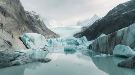 massive glacier in the artic. Generative AI - obrazy, fototapety, plakaty