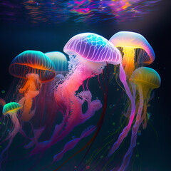 Rainbow jelly fish ,AI Generated 