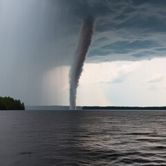 massive waterspout in the sea, ai generated - obrazy, fototapety, plakaty