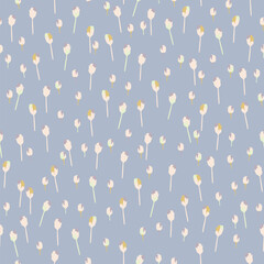 seamless mixed pastel abstract tiny tulips pattern background