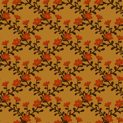 Grid of orange flowers on a yellow background