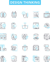 Design thinking vector line icons set. Design, Thinking, Ideation, Creativity, Innovation, User-Centered, Problem-Solving illustration outline concept symbols and signs