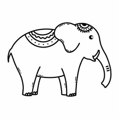 Indian elephant. Vector doodle illustration. Sketch. Hand drawn sketch.