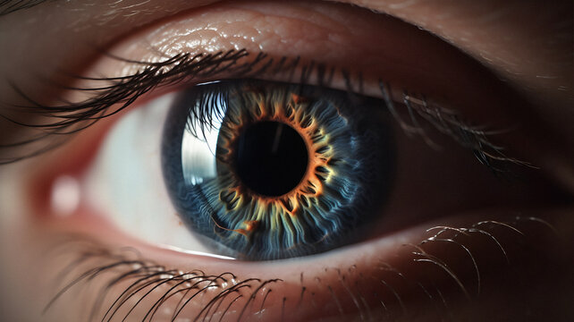 Close-up of Human Eye with Focused Pupil.