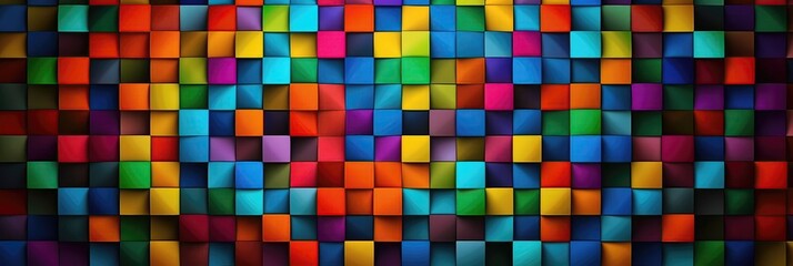A Pattern Of Interlocking, Multicolored Squares Background. Generative AI