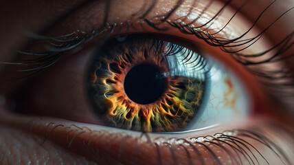 Close-up of Human Eye with Focused Pupil.