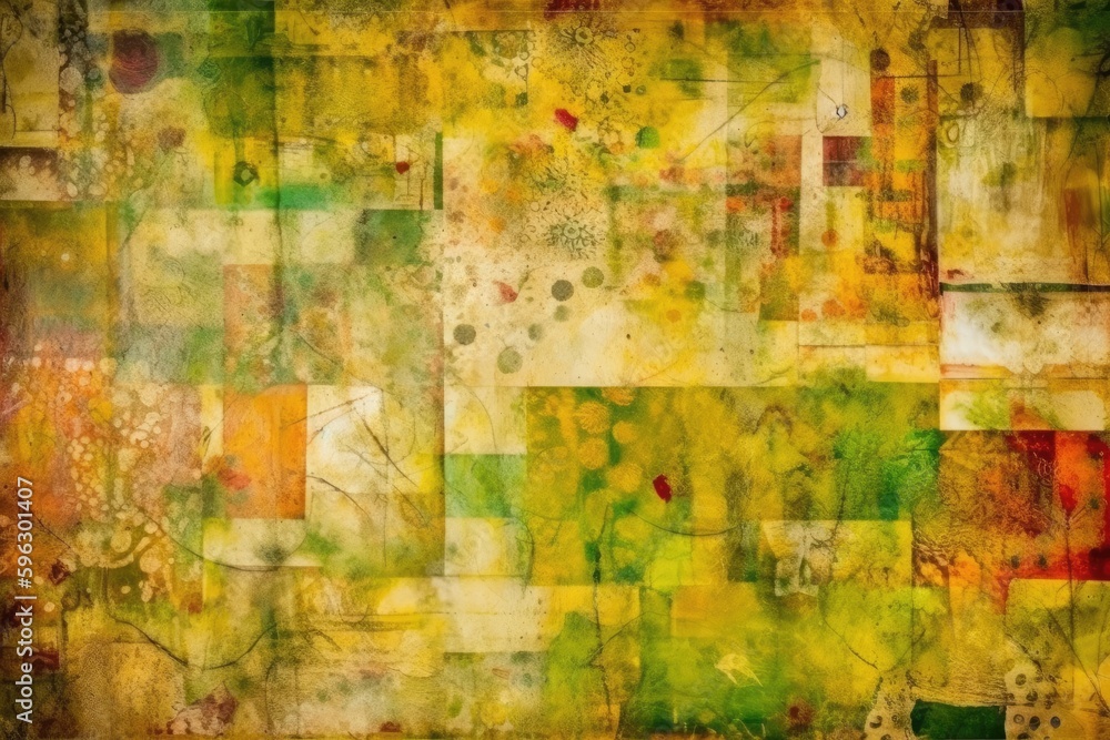 Poster colorful abstract painting with various shapes and patterns. generative ai