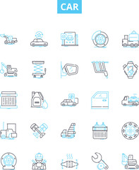Car vector line icons set. Car, Automobile, Vehicle, Sedan, Racecar, Motorcar, Classic illustration outline concept symbols and signs