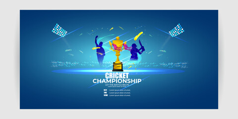 Vector illustration of T-20 Cricket Tournament 2023 social media story feed mockup template