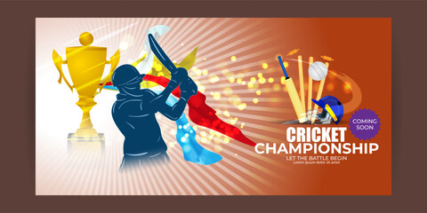 Vector illustration of T-20 Cricket Tournament 2023 social media story feed mockup template