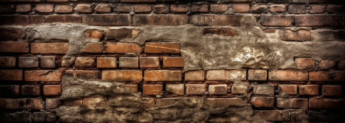 close-up of an old brick wall. Generative Ai