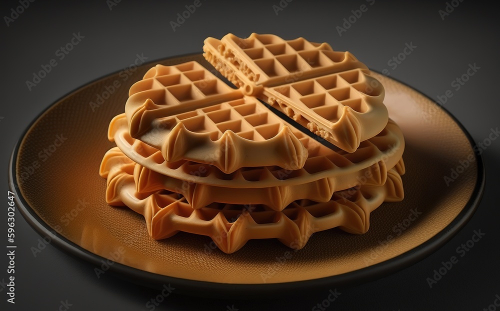 Poster plate of stacked waffles generative ai