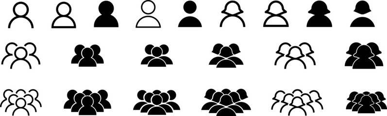 Fototapeta na wymiar User icon vector set. Profile and people silhouette collection.Monochrome icon. People sign. account symbol. Leader and workers. People icon set in trendy flat style. Vector illustration