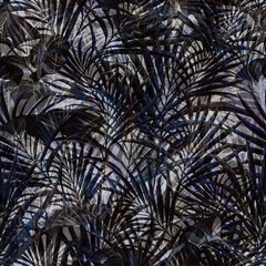 Dark Foliage. Decorative seamless pattern. Repeating background. Tileable wallpaper print.