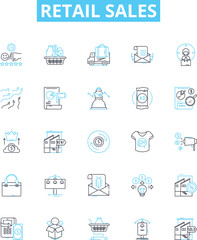 Retail sales vector line icons set. Retail, Sales, Merchandise, Shopping, Store, Customers, Products illustration outline concept symbols and signs