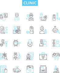 Clinic vector line icons set. Clinic, Medical, Healthcare, Outpatient, Treatment, Diagnostic, Surgery illustration outline concept symbols and signs