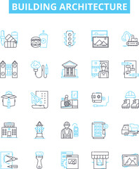 Building architecture vector line icons set. Architecture, Building, Structure, Design, Plans, Elevation, Blueprint illustration outline concept symbols and signs