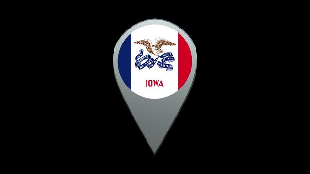 Iowa State Flag Location Map Marker Pin With Alpha Channel Looped