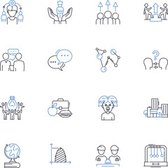 Mentoring relationships line icons collection. Guidance, Support, Mentorship, Apprenticeship, Encouragement, Leadership, Coaching vector and linear illustration. Development,Trust,Friendship outline
