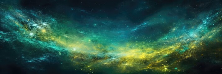 Obraz na płótnie Canvas Blue Green Yellow Space , Panoramic Background. Generative AI
