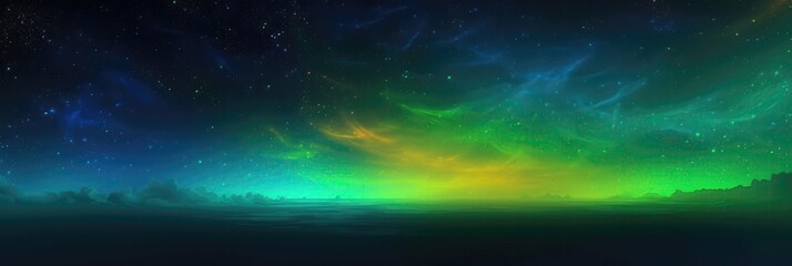 Blue Green Yellow Space , Panoramic Background. Generative AI