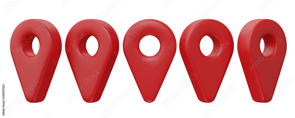 Poster set of location pin icon 3d render, png file format.