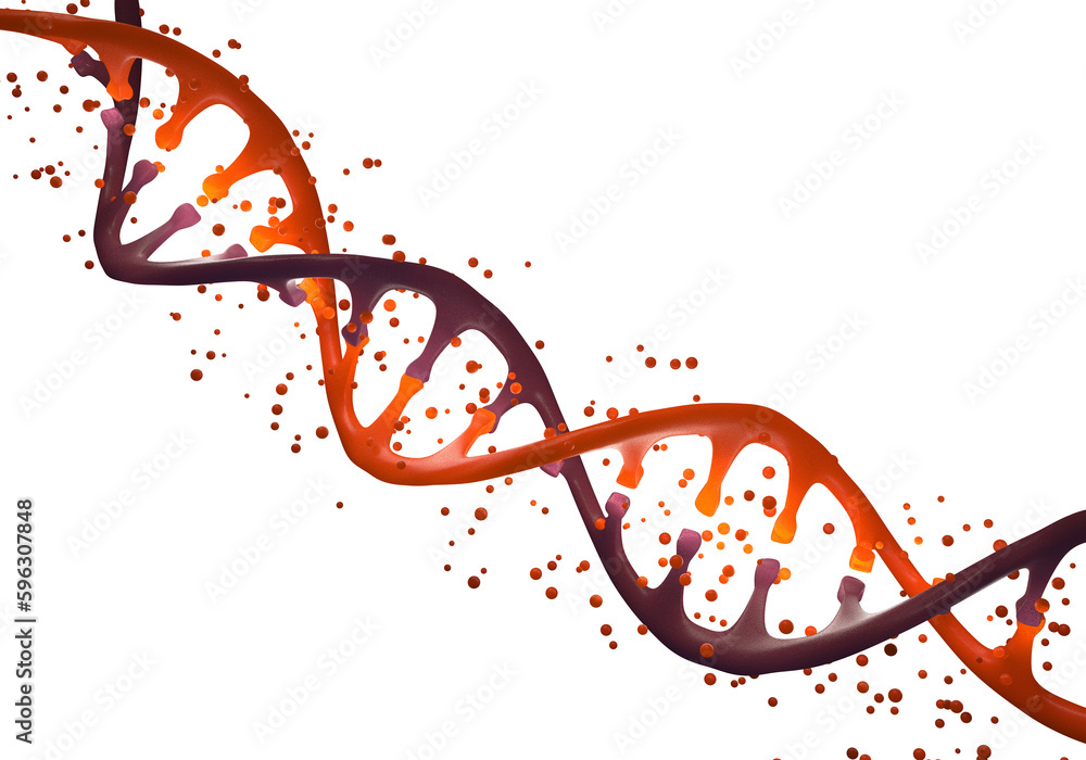 Wall mural dna helix 3d illustration. science, education, research. human genome, genetic engineering