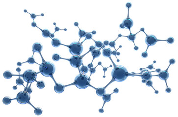 Molecule 3D illustration. Abstract atom structure. Science, education, research, innovation