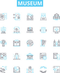 Museum vector line icons set. Museum, Exhibit, Artifact, Collection, Exhibiton, Artwork, Exhibition illustration outline concept symbols and signs
