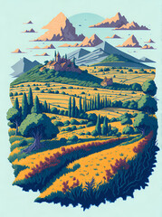 France, Provance landscape. AI generated illustration
