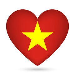 Vietnam flag in heart shape. Vector illustration.