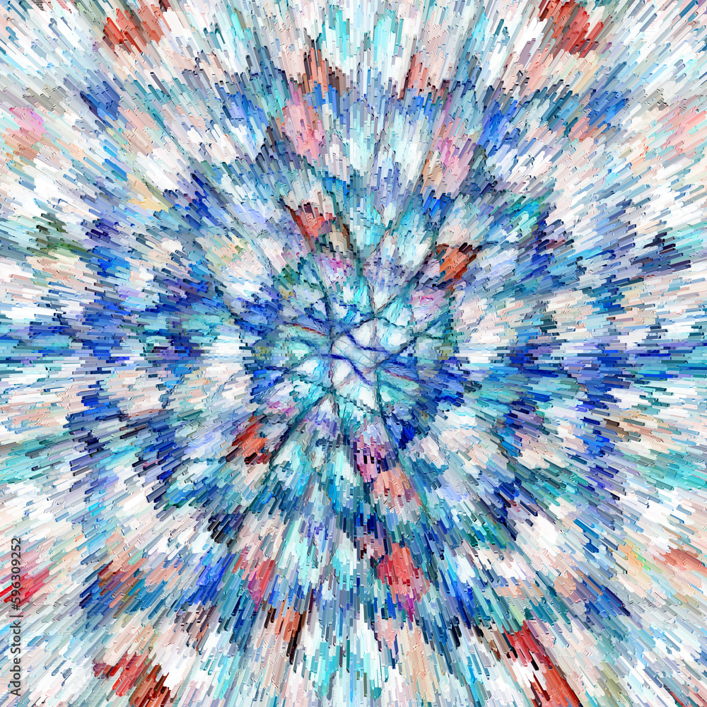 Poster colourful blue and turquoise triangular grid pattern and design on a white background