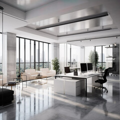 Designing a Clean and Modern Office Space with Natural Lighting and Sleek Furniture