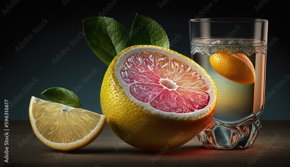Wall mural Intense alcoholic drink flavored with citrus fruits Generative AI - Wall murals