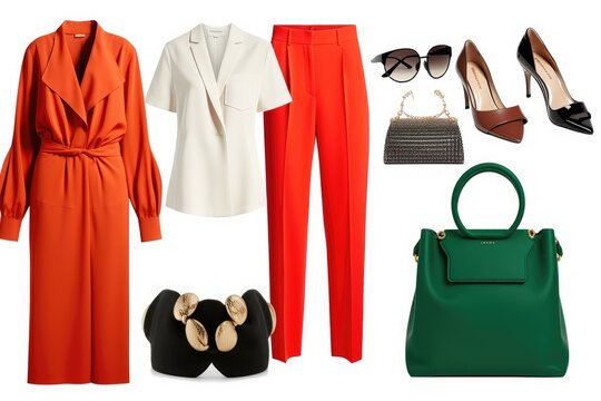 minimalist wardrobe with bold or colorful accent pieces, created with generative ai