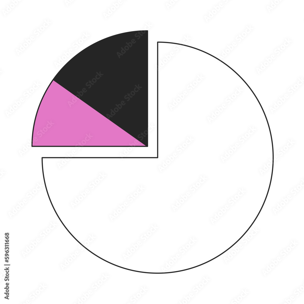 Poster pie chart with divided slices flat line color vector icon. data management. editable lineart element