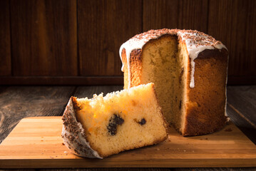 Easter cake on the board, close-up.