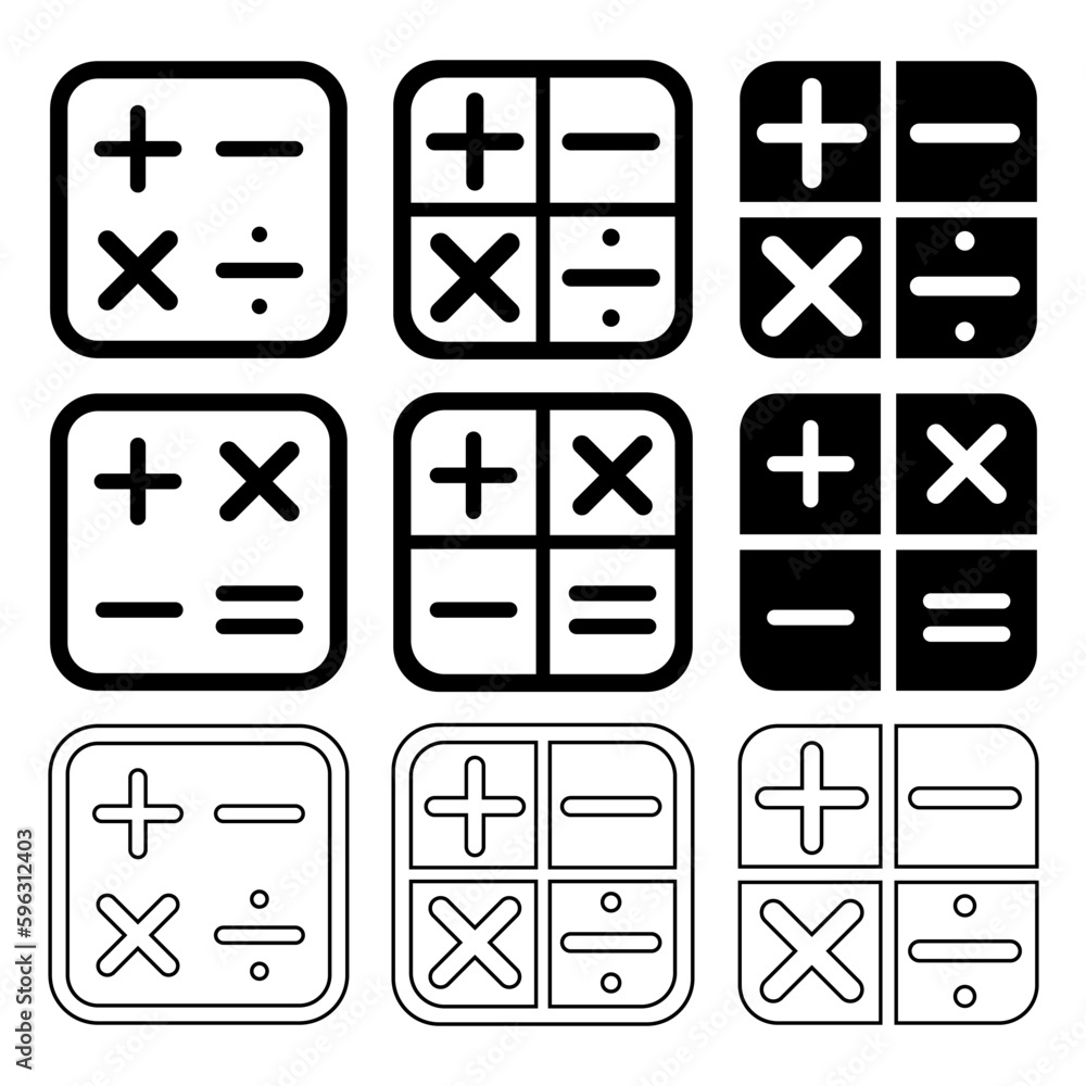Poster modern calculator icons set for mobile apps and design. finances conceps. vector isolated on white b