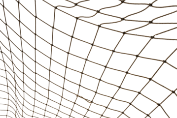 Football or tennis net. Rope mesh on a white background close-up