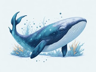 beautiful whale in watercolor style